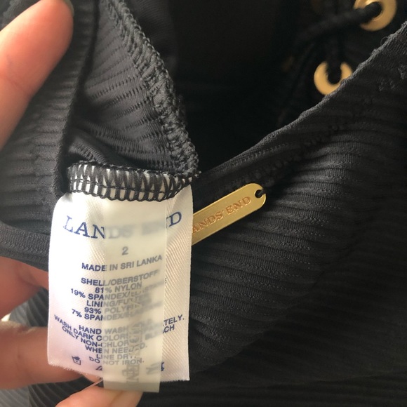 Lands End Black Textured Tankini - Picture 6 of 7